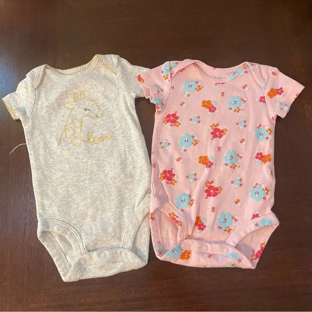 Carter’s: Child of Mine | (2) summer short sleeve onesies | 0-3 month